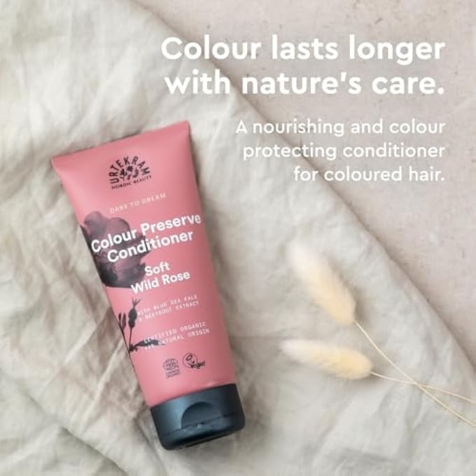 Urtekram CONDITIONER - COLOUR PRESERVE - WILD ROSE - 180 ML, VEGAN, ORGANIC, NATURAL ORIGIN - Image 2